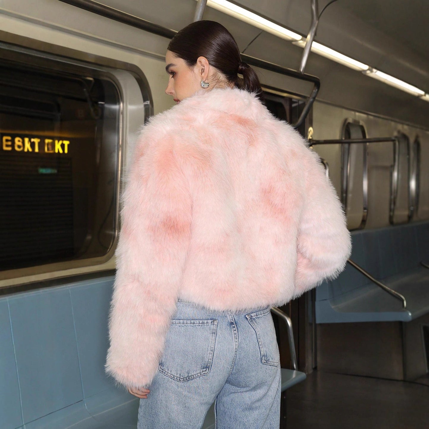 Pink Faux Fur Moto Jacket