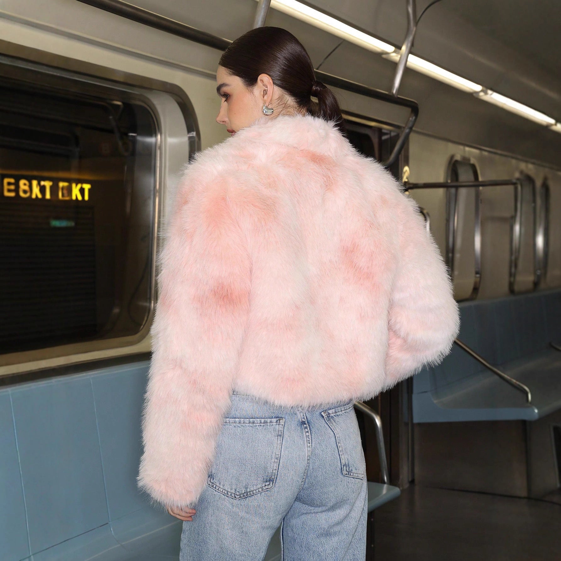 Pink Faux Fur Moto Jacket