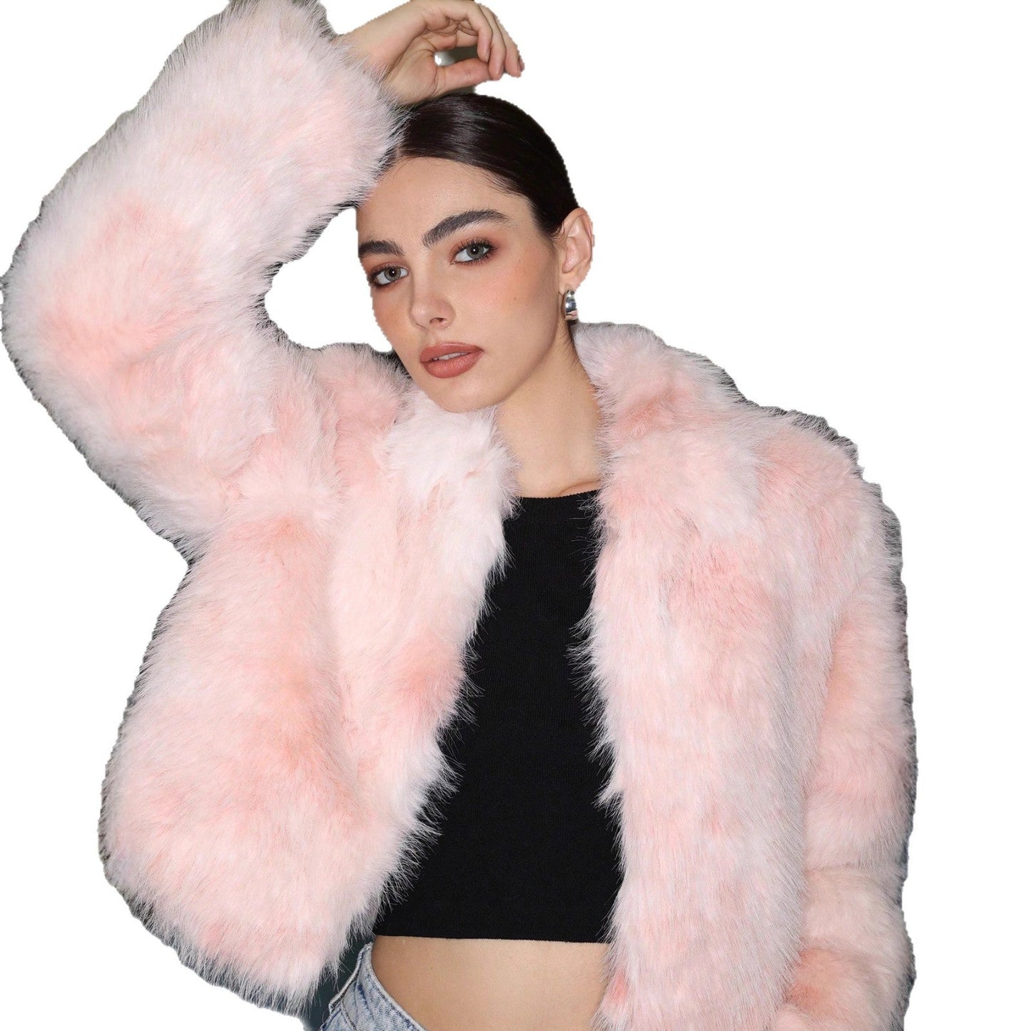 Pink Faux Fur Moto Jacket