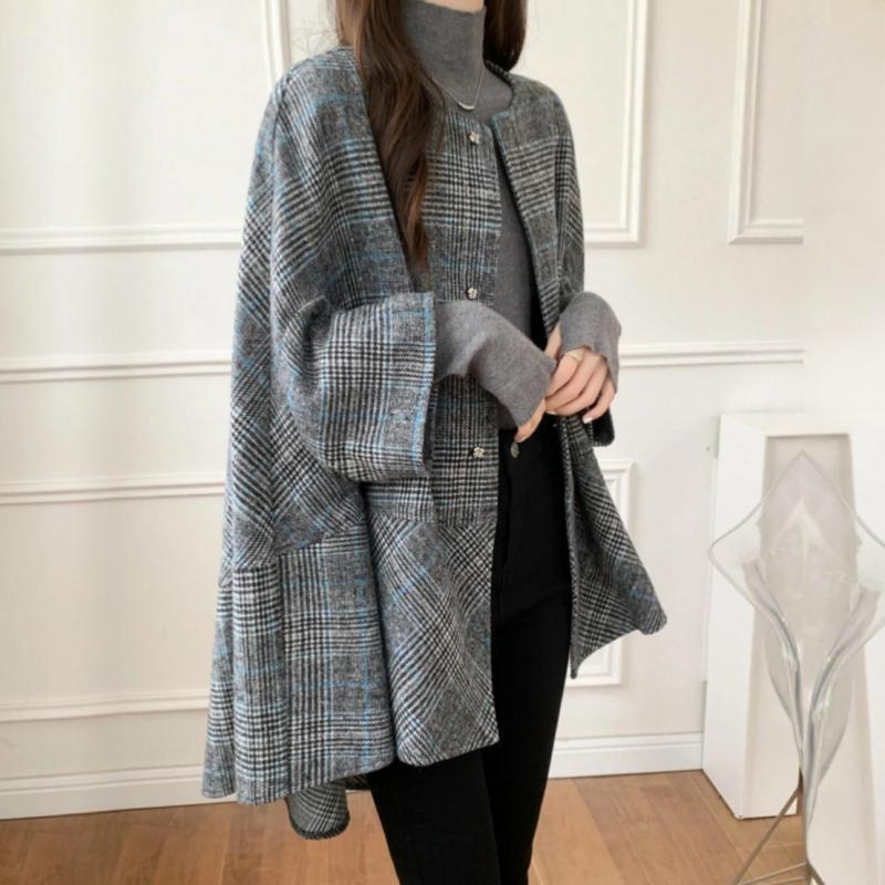 Long Plaid Commuter Coat