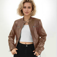 Elegant PU Zipper Jacket