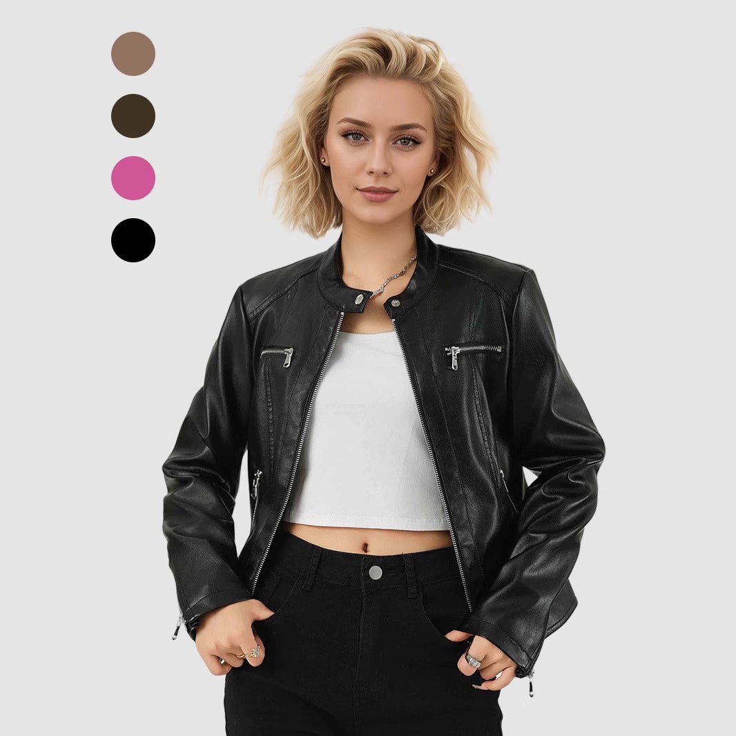 Elegant PU Zipper Jacket