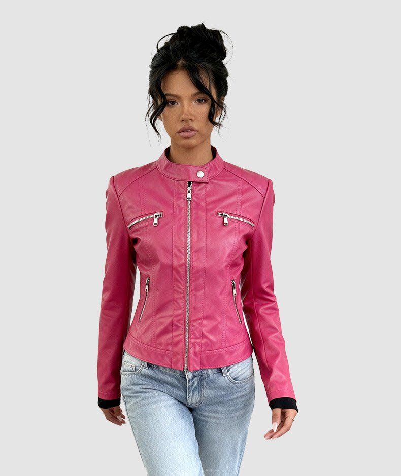 Elegant PU Zipper Jacket