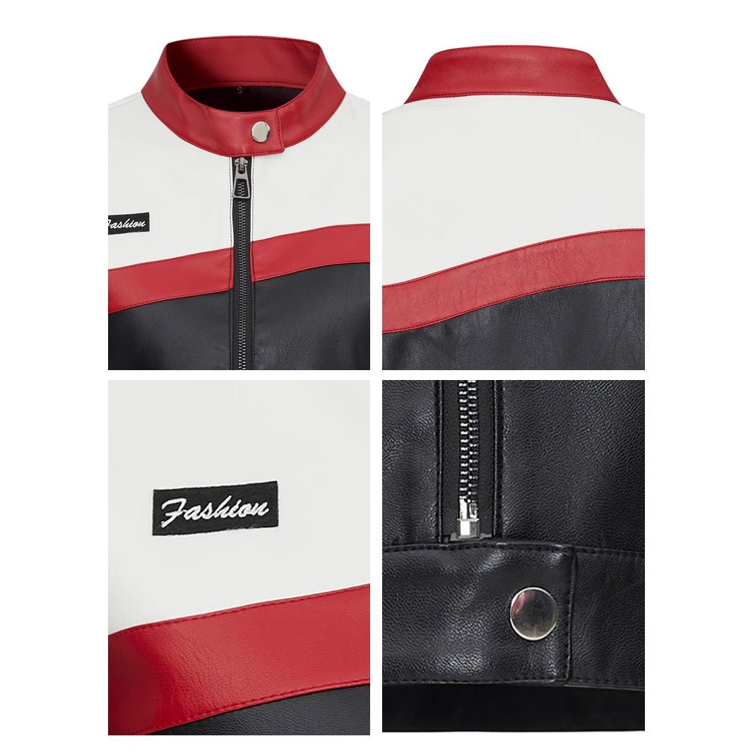 Red Moto Stand Collar Jacket