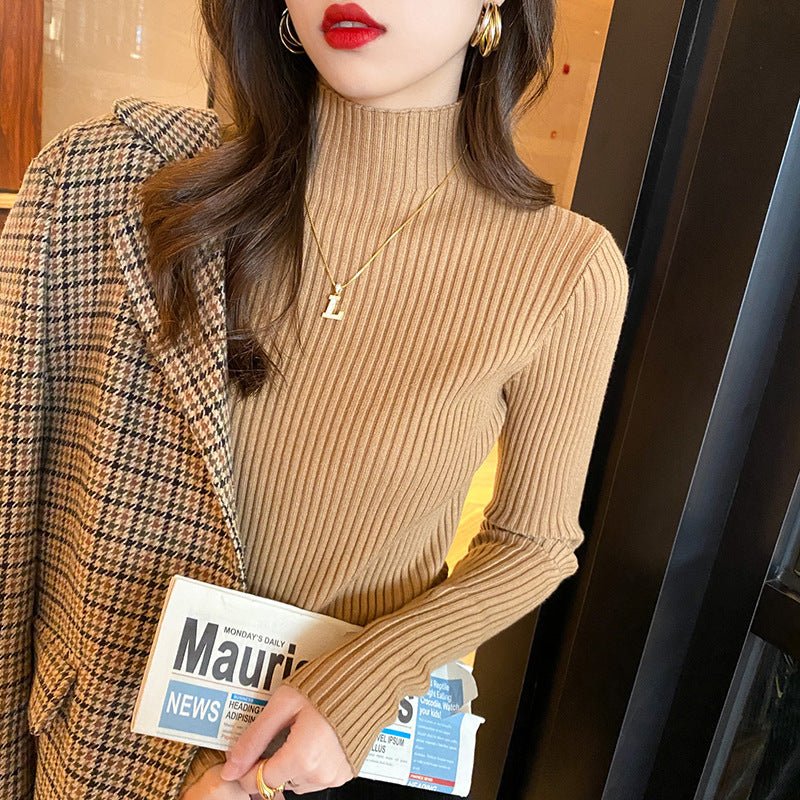 Slim Semi-Turtleneck Core-Spun Pullover