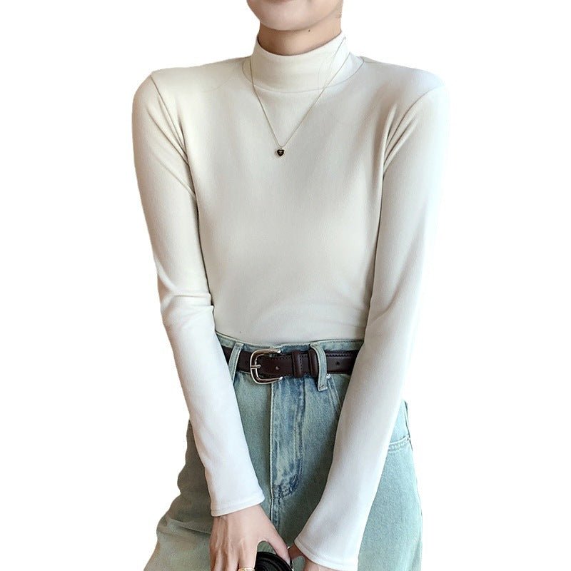 Slim Double-Sided Velvet Semi-Turtleneck