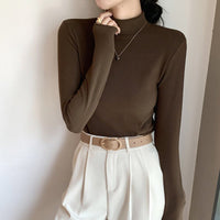 Slim Double-Sided Velvet Semi-Turtleneck