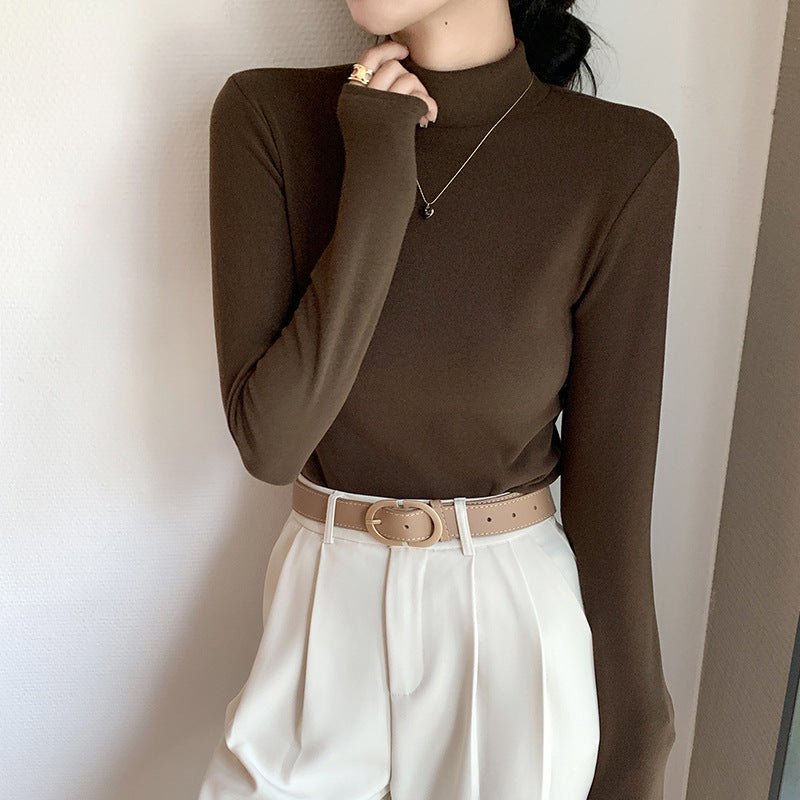 Slim Double-Sided Velvet Semi-Turtleneck