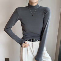 Slim Double-Sided Velvet Semi-Turtleneck