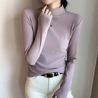 Slim Double-Sided Velvet Semi-Turtleneck