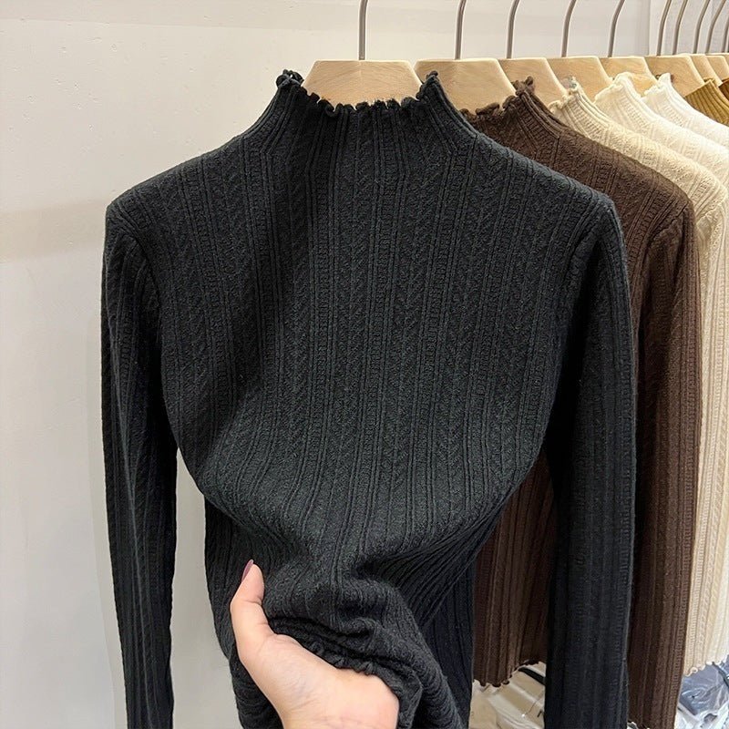 Women’s Semi-Turtleneck Solid Color Knit Sweater