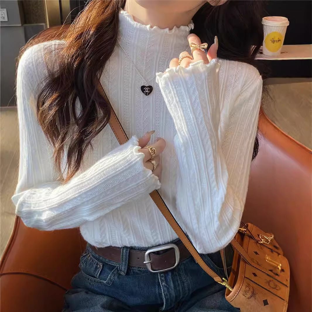 Women’s Semi-Turtleneck Solid Color Knit Sweater