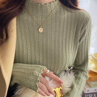 Women’s Semi-Turtleneck Solid Color Knit Sweater