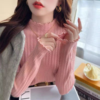 Women’s Semi-Turtleneck Solid Color Knit Sweater