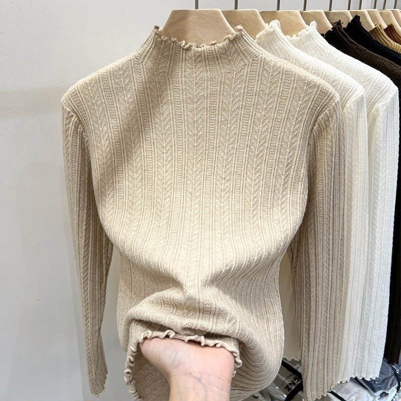 Women’s Semi-Turtleneck Solid Color Knit Sweater