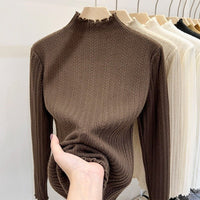 Women’s Semi-Turtleneck Solid Color Knit Sweater
