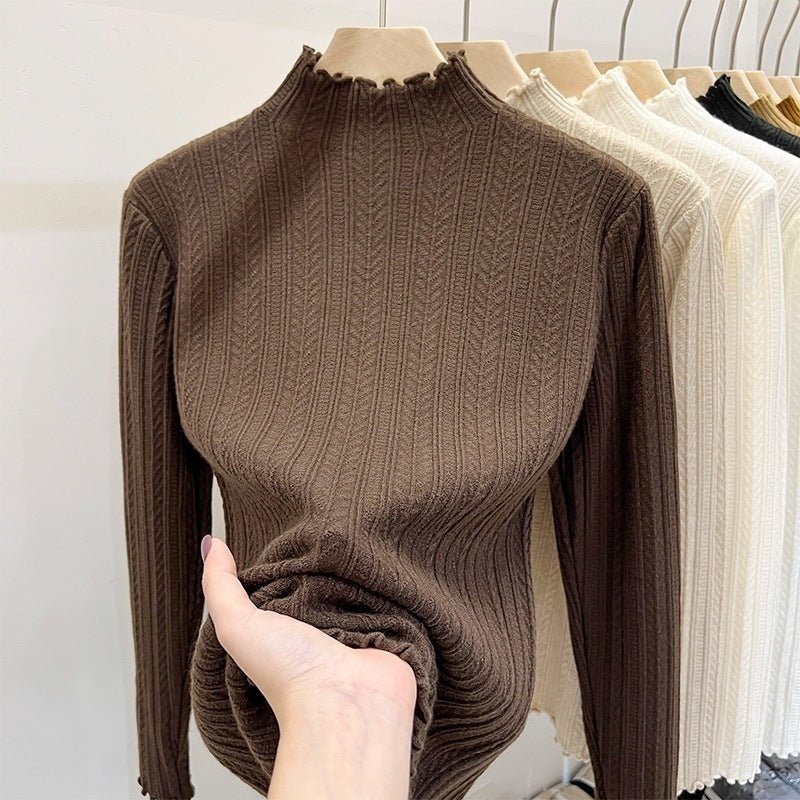 Women’s Semi-Turtleneck Solid Color Knit Sweater