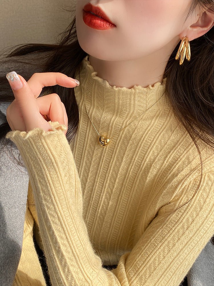 Women’s Semi-Turtleneck Solid Color Knit Sweater