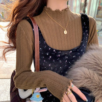 Women’s Semi-Turtleneck Solid Color Knit Sweater