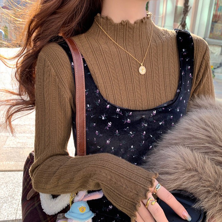 Women’s Semi-Turtleneck Solid Color Knit Sweater