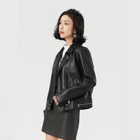 Slim Lapel PU Zipper Jacket