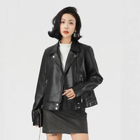 Slim Lapel PU Zipper Jacket