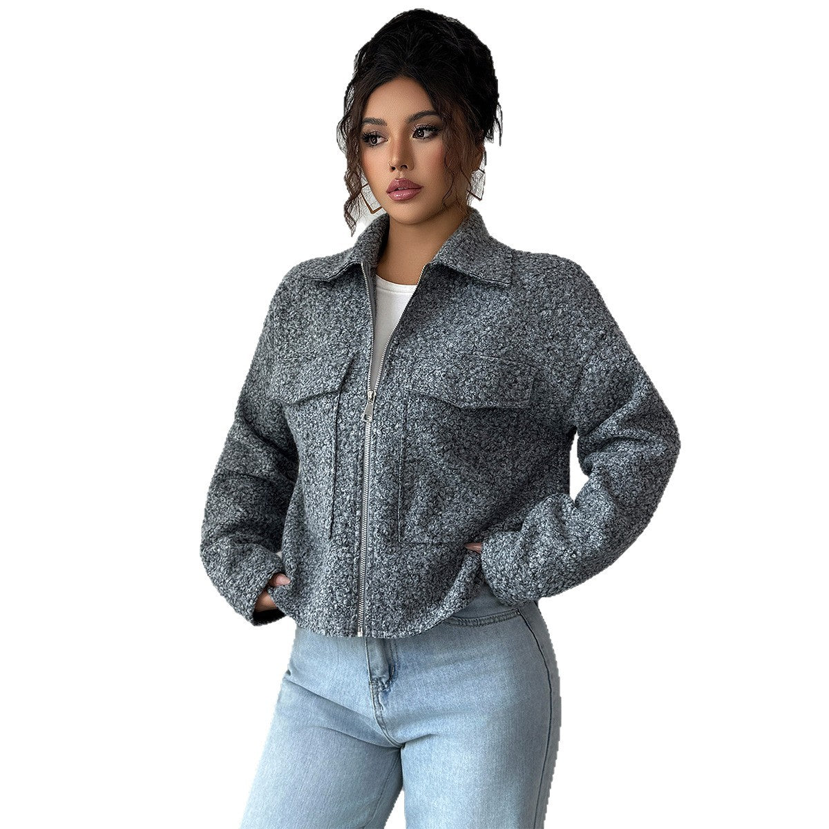 Solid Lapel Woven Blazer