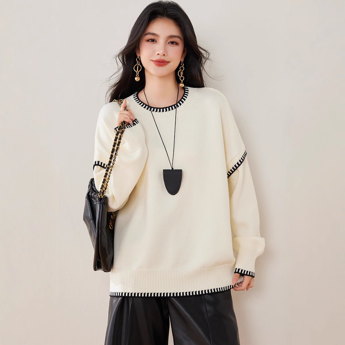 Loose Thick Crew Neck Lazy Pullover