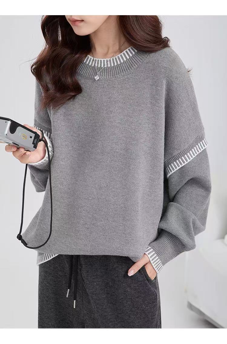 Loose Thick Crew Neck Lazy Pullover