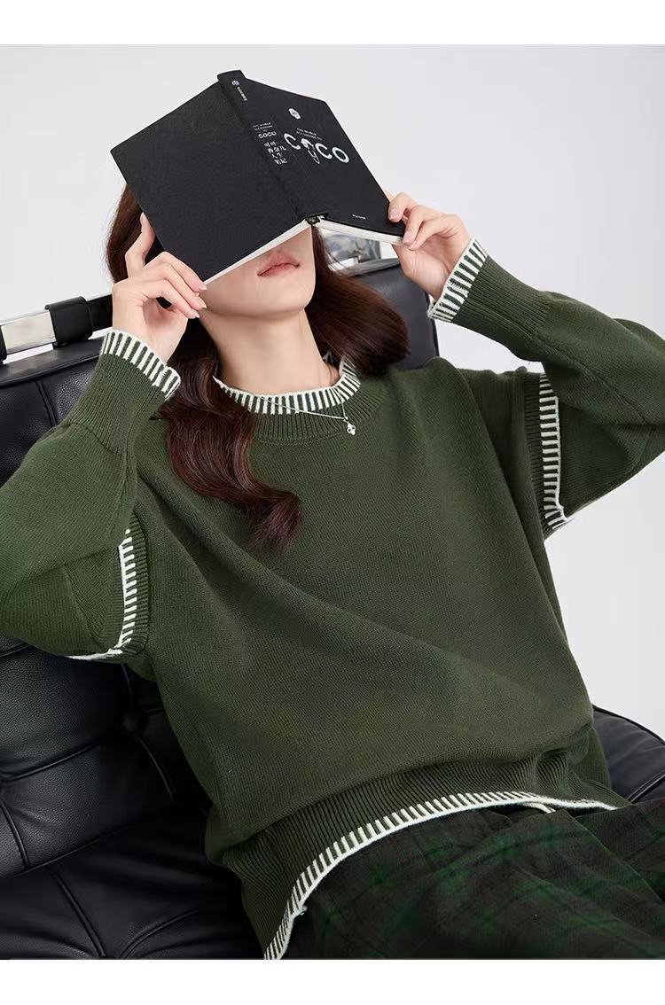 Loose Thick Crew Neck Lazy Pullover