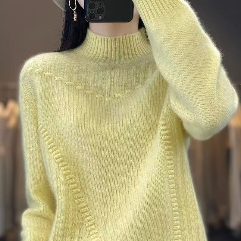 Thickened Drum Wave Mockneck Pullover