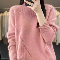 Thickened Drum Wave Mockneck Pullover