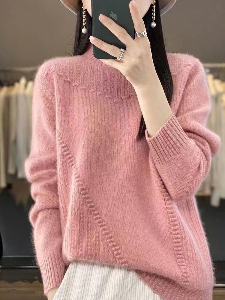 Thickened Drum Wave Mockneck Pullover