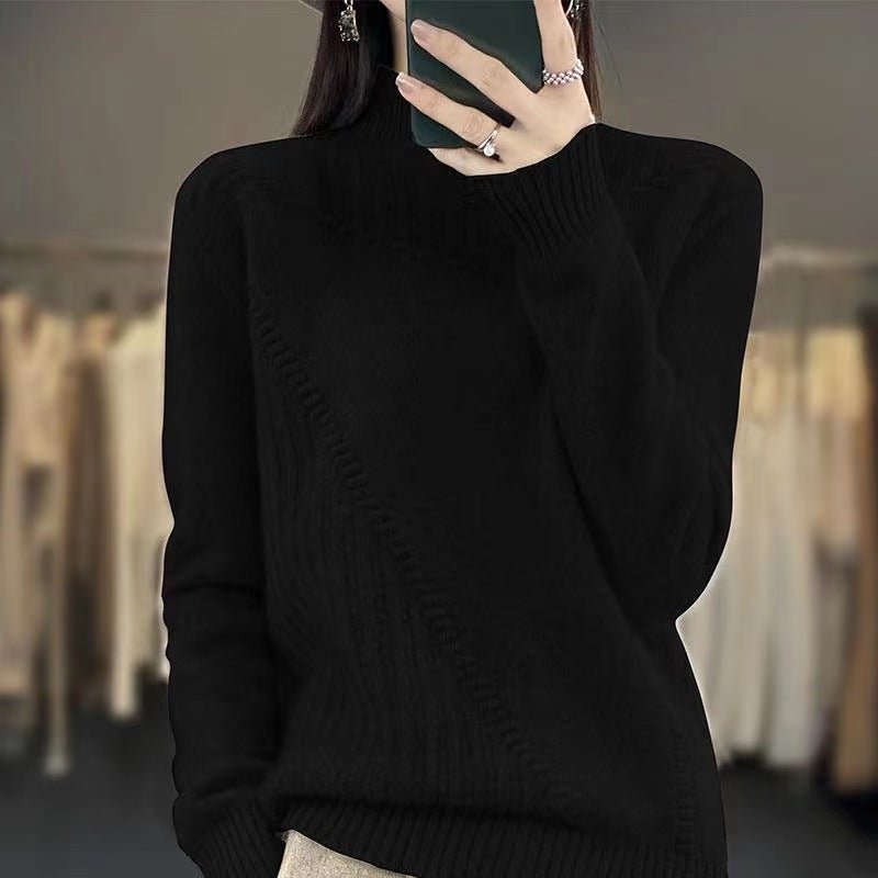 Thickened Drum Wave Mockneck Pullover