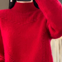 Thickened Drum Wave Mockneck Pullover