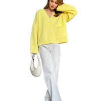 Loose V-Neck Pocket Cardigan (Acrylic)