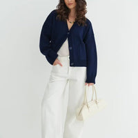 Loose V-Neck Pocket Cardigan (Acrylic)