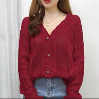 Striped V-Neck Casual Cardigan