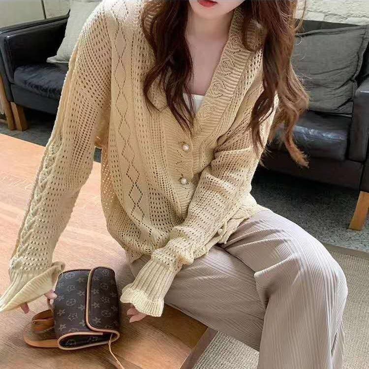 Striped V-Neck Casual Cardigan