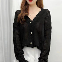 Striped V-Neck Casual Cardigan