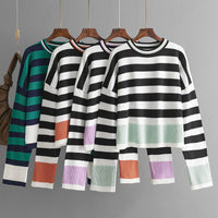 Striped Crew Neck Knit Pullover
