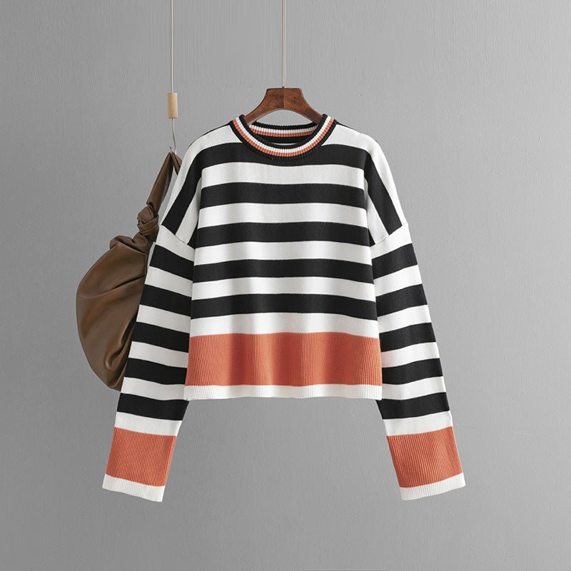Striped Crew Neck Knit Pullover