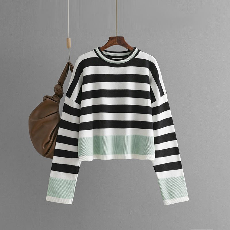 Striped Crew Neck Knit Pullover