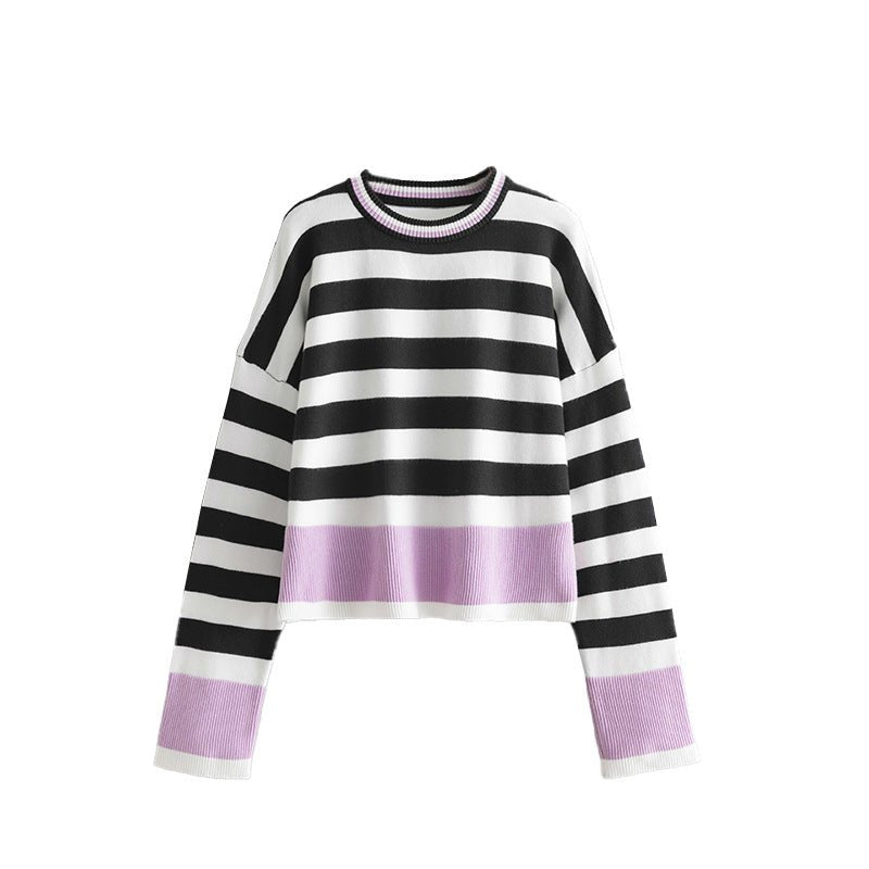 Striped Crew Neck Knit Pullover