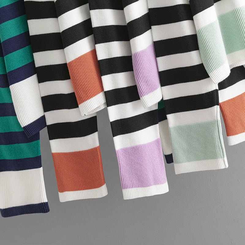 Striped Crew Neck Knit Pullover