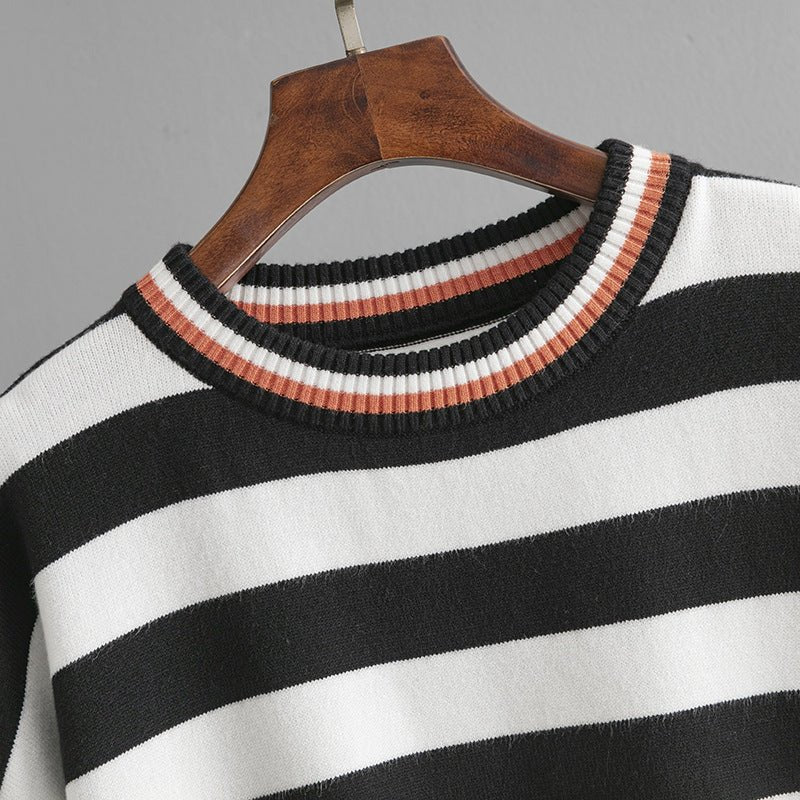 Striped Crew Neck Knit Pullover