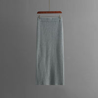 Semi-Turtleneck & Knit Hip Skirt Set