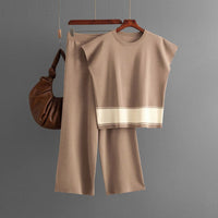 Loose Sweater & Slim Wide-Leg Pants Set