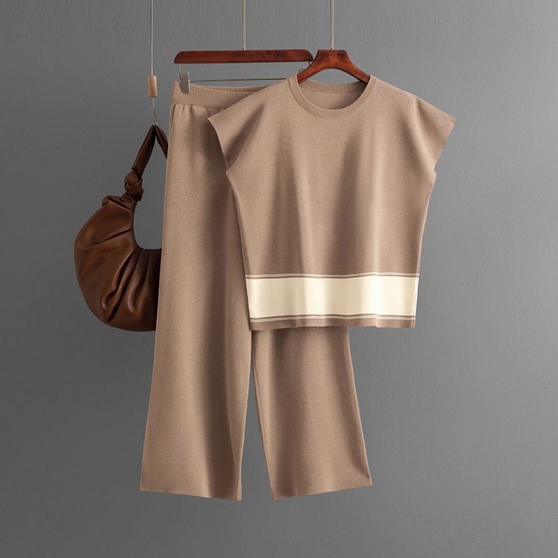 Loose Sweater & Slim Wide-Leg Pants Set