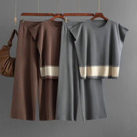 Loose Sweater & Slim Wide-Leg Pants Set